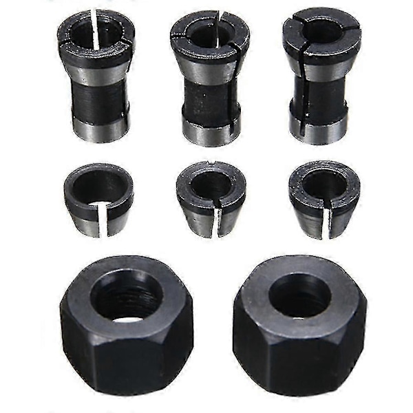 8st Högprecisionsadapter Hylschuck Set 6mm/6.35mm/8mm Hylschuck Gravyr Trimningsmaskin Router Fräsverktyg-hy