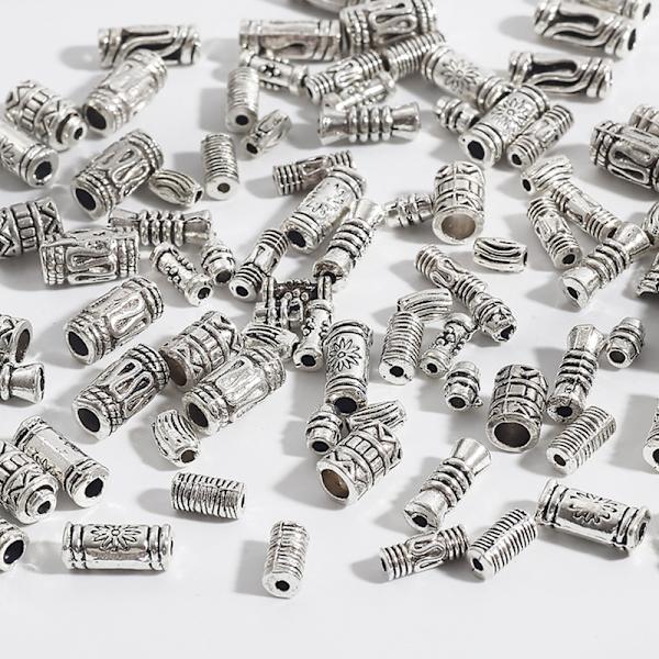 ##/400 st Tibetanska Silverpärlor Blandade Legering Tubpärlor för DIY Collie Smyckestillverkning##/