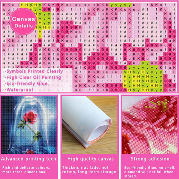 Enkelt stykke 35 x 45 cm 5d diamantmaleri rose urbur fuld af