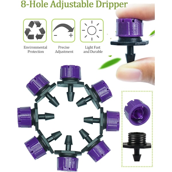 200 stk. 1/4 tommer justerbare mikro-dryp-vandingssystem sprinkler