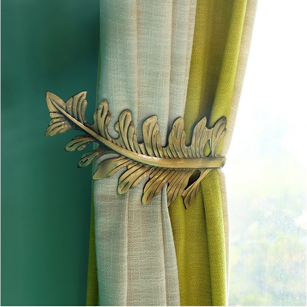 ##/1 st Rustic Gardinupphängare Vintage Lövdesign Stor Gardinbandkrok Retro Dekorativ Gardinupphängare Brons##/