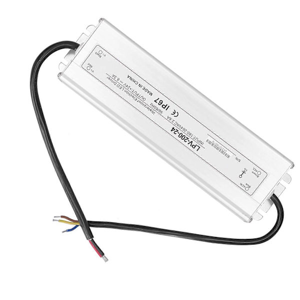 BERM LED-drivare Elektronisk 200W Vattentät Strömförsörjning Transformator Adapter LPV-200-24 DC24V