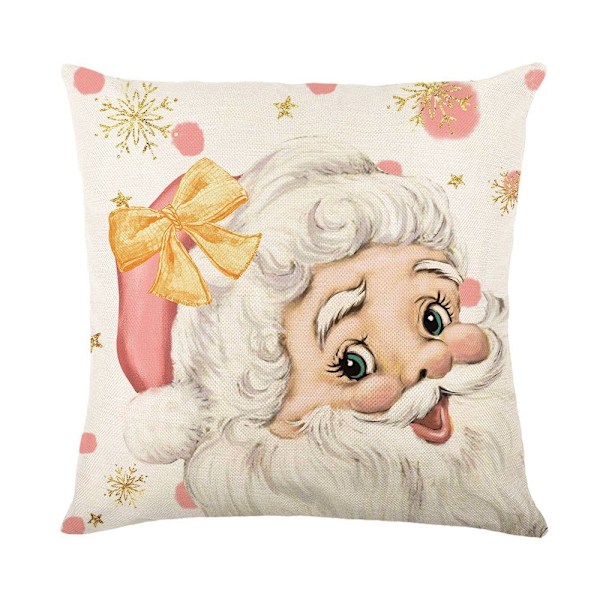 ##/(4 stycken) 4 stycken linne kvadratiska kuddfodral för jul säng soffa##/