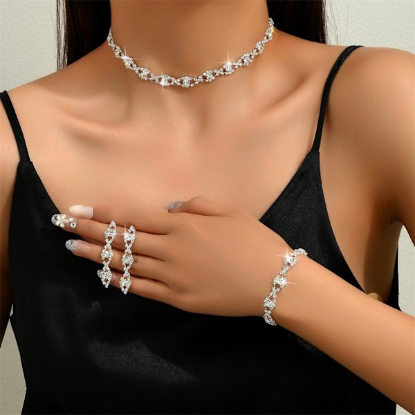 ##/Bröllops smyckesset, strass halsband, armband, örhängen##/