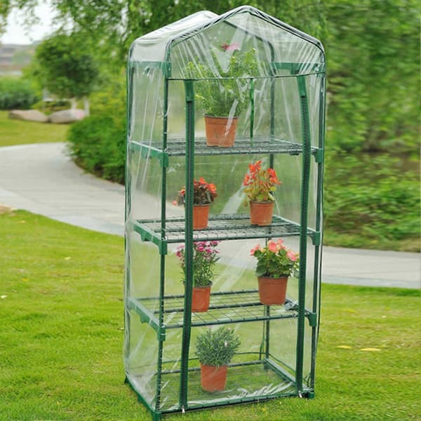 JIKAIX Växthusöverdrag Transparent Enkel Montering PVC Rullgardinsdesign Växthusväxtskydd för Trädgård Four Layer