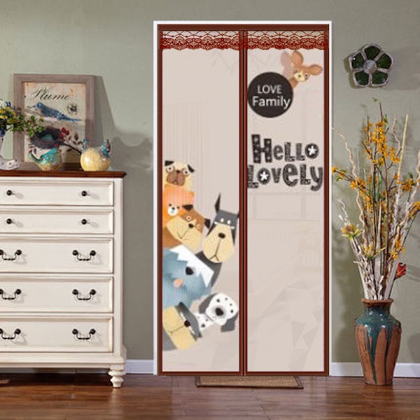 Yksi setti (painava pentu kahvi, noin 90*210cm) Magneettinen Oviverkko