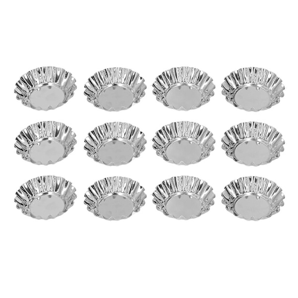 12 stk. Æggetærteform Mini Rund Cupcakeform Rustfrit Stål Værktøjssæt Kit til Bagning