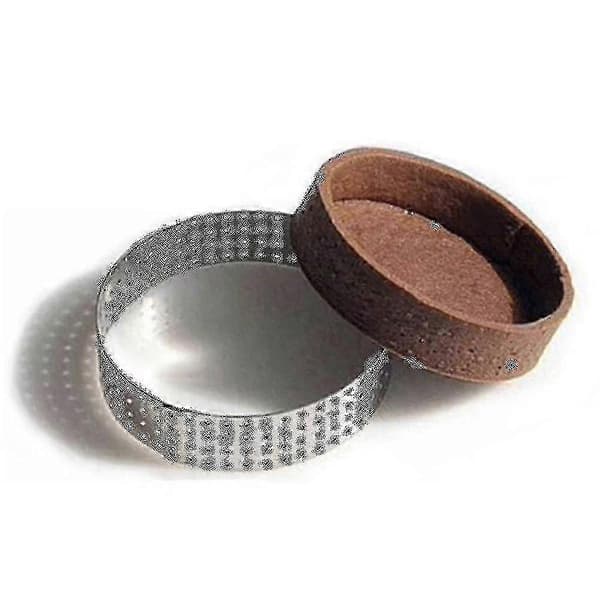 12 stk. 6 cm tertering i rustfritt stål, terteform, sirkelkutter, paiform, varmebestandig, perforert C