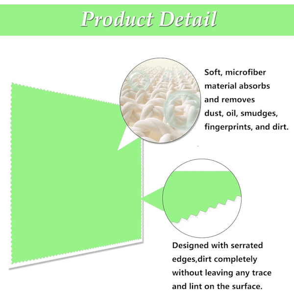 6 kpl silmälasien puhdistusliinaa - vaaleanvihreä, 15 x 18 cm, mikrokuitu