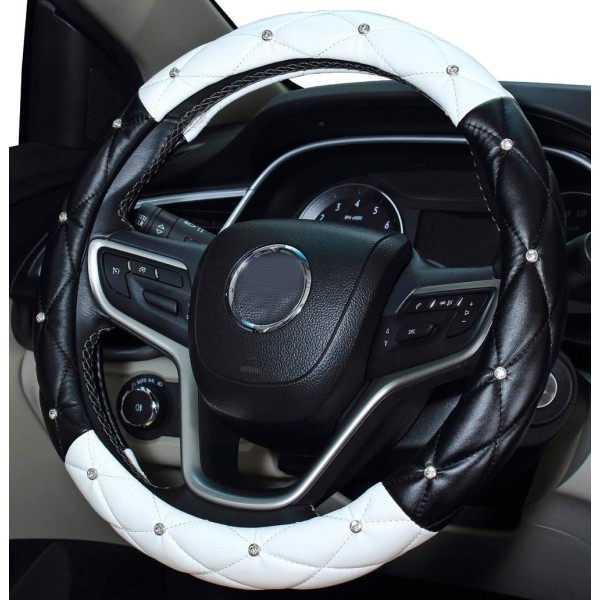 Diamond Steering Wheel Cover for Kvinner, Lær Søt Uni