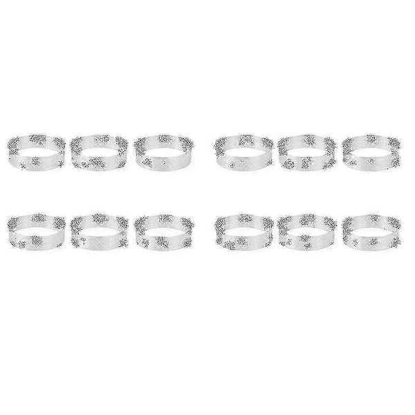 12 stk. 6 cm tertering i rustfritt stål, terteform, sirkelkutter, paiform, varmebestandig, perforert C