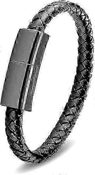 Läderarmband Smart Armband USB-laddning USB Portabel Reseladdare för Män Kvinnor Android/iPhone (Type C) 7.9
