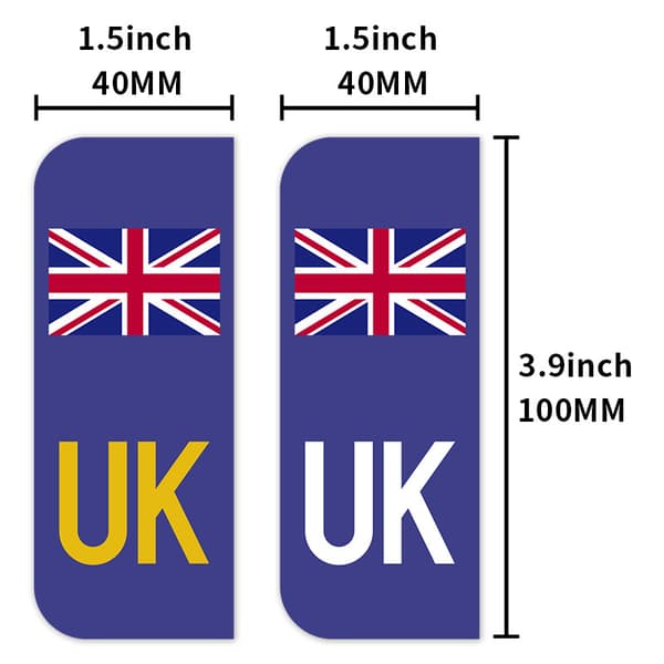 12 britiske nummerpladestikker | Europæiske klistermærker (hvid + gul)