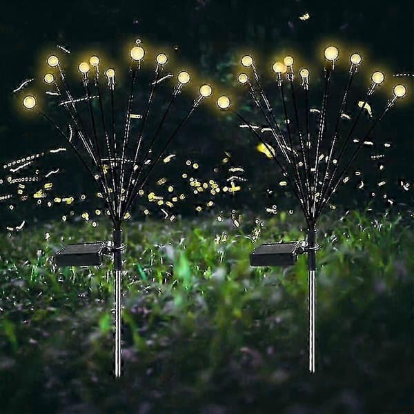 2 stk. 10-hoders solcelledrevne ildfluelamper, 10 LED utendørs vanntette solcellelamper som svaier i hagen