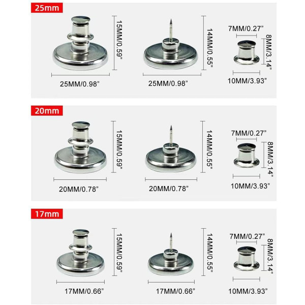 10 Par Gardinmagneter med Pins, 25MM* Rundt* Sølvgardin