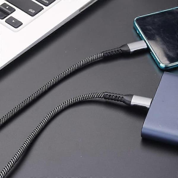 Datakabel 2-i-1 Snabbladdning 5A PD 100W Typ-C till Typ-C Laddningskabel för Laptop 200cm