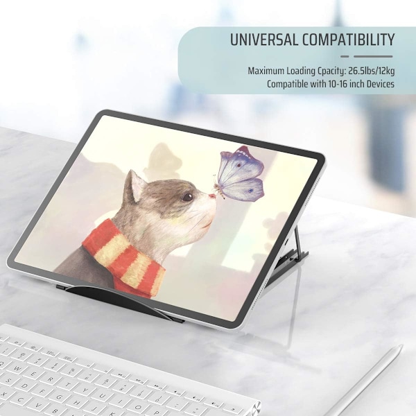 Laptop Stand Tablet, Foldbar Bærbar Ventileret Desktop Laptop Holder