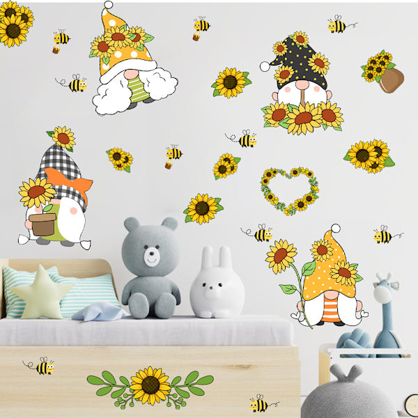 4 stk Veggklistremerker Små Dverg Solsikke Veggklistremerker Mural Dec