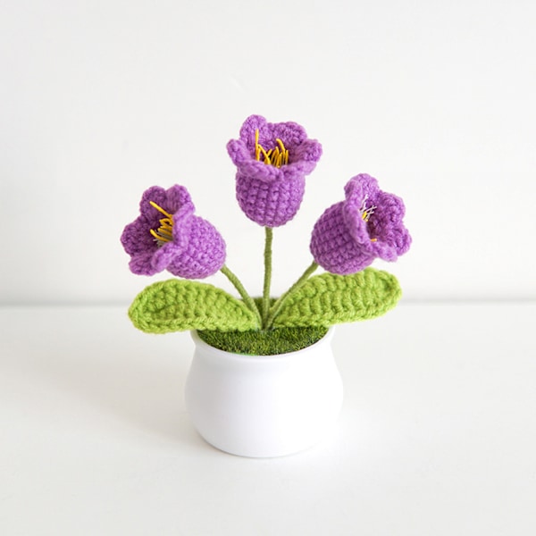 /#/Konstgjord växt grön i kruka Stickade blommor ros 1 st/#/