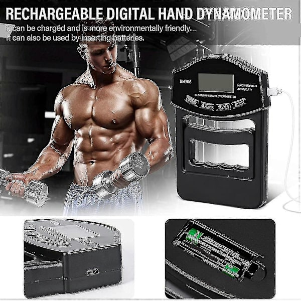 Grip Strength Tester, 396lbs/180kg Digital Hånd Dynamometer Grip Strength Meter Usb Lcd Skjerm Håndgrep Dynamometer