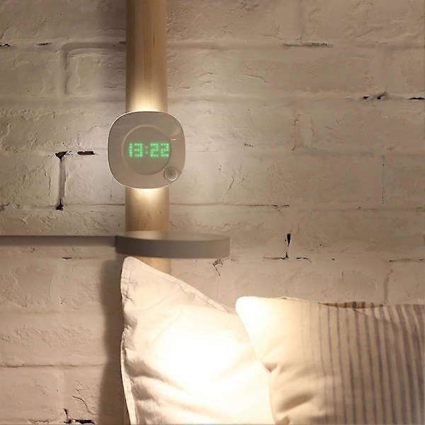 LED Rörelsesensor Nattlampa Digital Tidsvisning Klocka Sovrum Badrum Lampa 1
