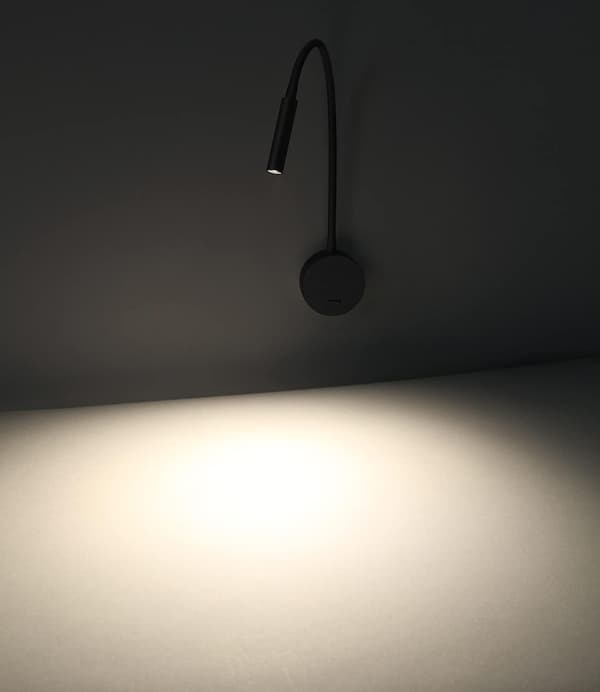 Svart Läslampa, Flexibel Svanhals LED-lampa 3W 3000K Väggmonterad