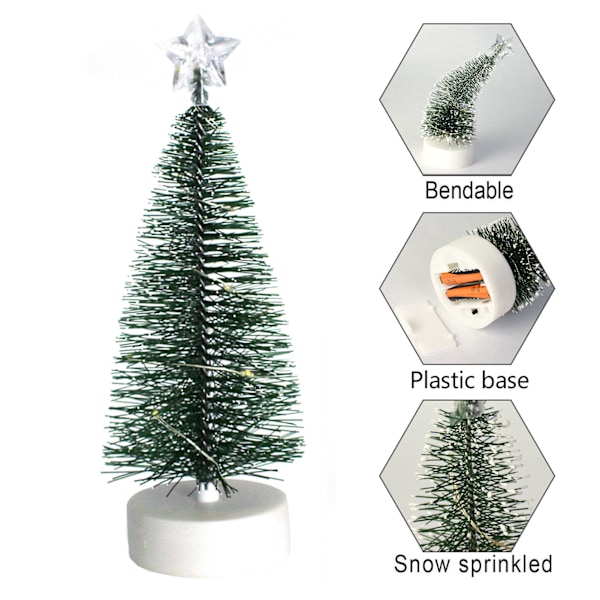 ##/3 stk Bordplate Juletre med Lys Mini Kunstig Juletre##/