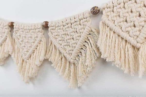 Makraméveggteppe Håndlaget Vevd Gobeleng Bomulls Heklet Garland Banner Håndlaget