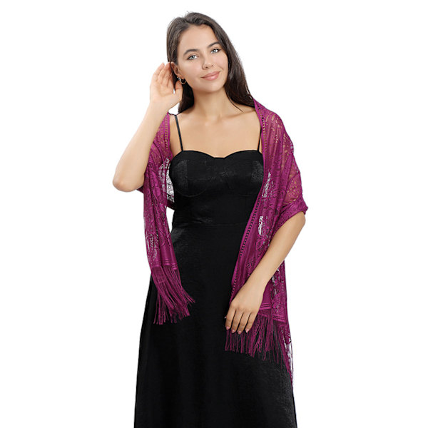 ##/Siden sjal halsduk kvällsklänning chiffong halsdukar poncho damer elegant fransar##/