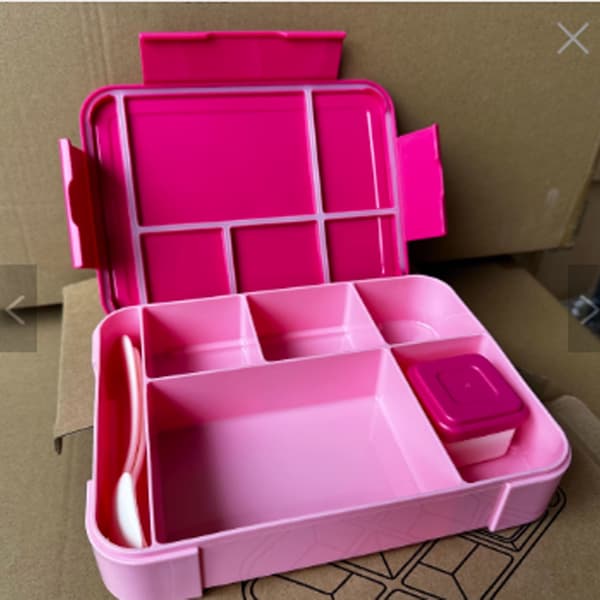 Pink delt frugtboks Salatboks Madkasse