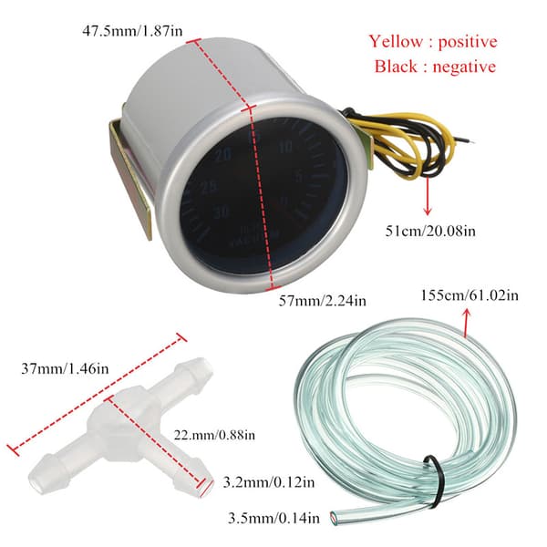 Turbo Boost Mätare 2 Tum 52mm LED Bilmodifiering LED Turbo Boo