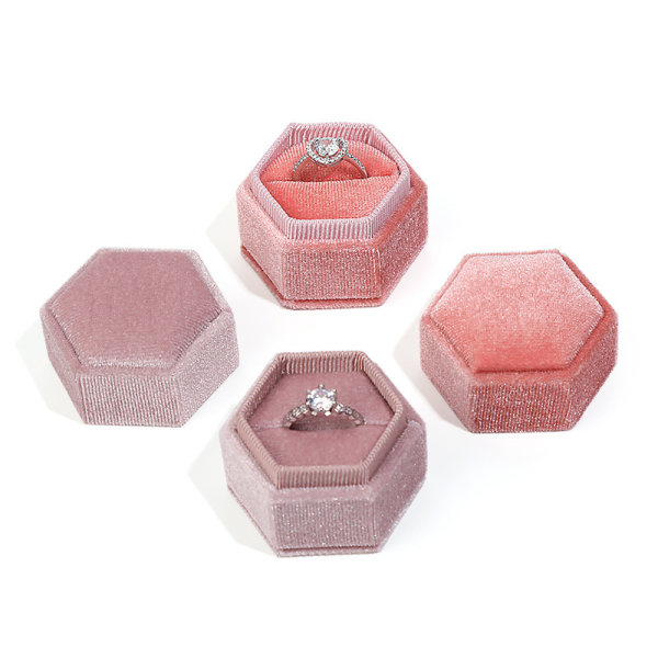 2 stycken hexagonala smyckeskrin örhängen hänge ringbox fas