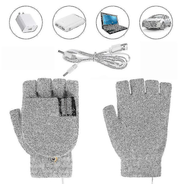 Elektriska Värmehandskar Termiska USB-laddningshandskar Uppvärmda Vantar-shry Light Grey