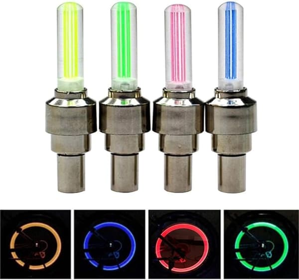 4-pakks LED-sykkelhjullys, 4 farger, vanntett foran og bak