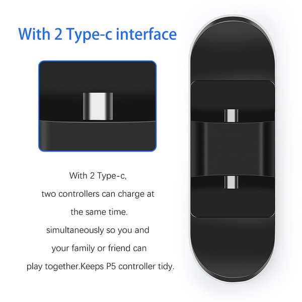 Ladestasjon for PS5-kontrollerhåndtak, USB-lader