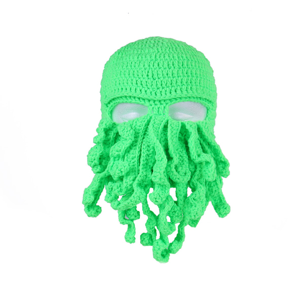 En grønn blekksprutlue, morsom ridderhjelm Beanie med skjeggluehånd