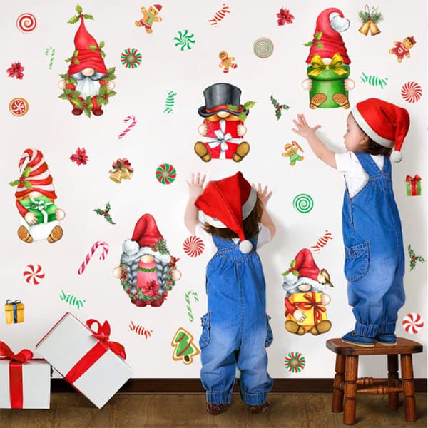 Jul Fönster Väggdekaler Jultomte Renar Väggdekaler Jultåg