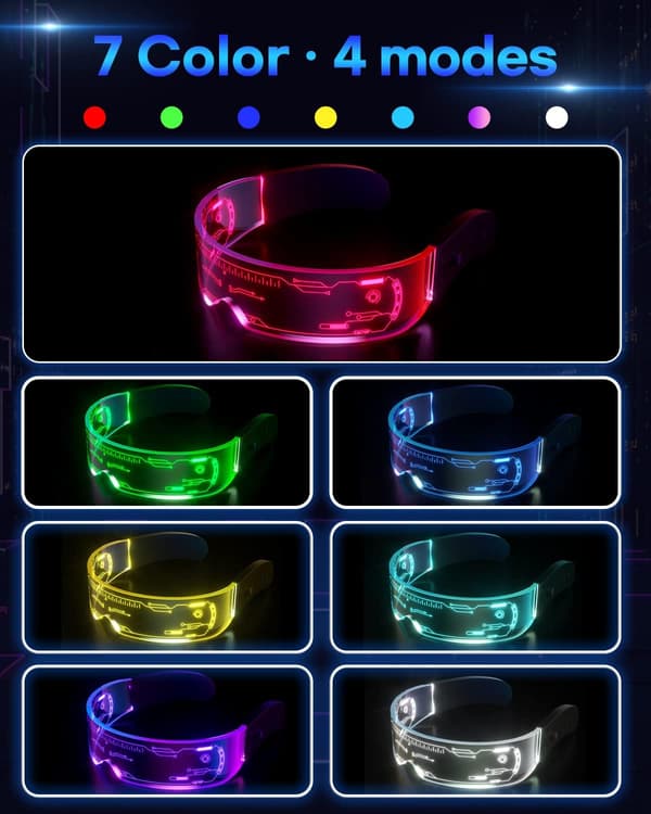 LED-glasögon - Luminous Glasses Cyberpunk Futuristiska Neon Rave DJ