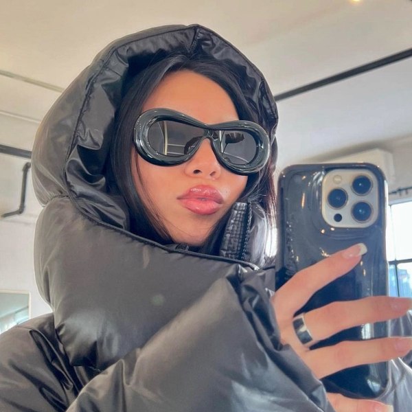 Oversize Tykke Oppustede Solbriller Kvinder Mænd Trendy Oval En
