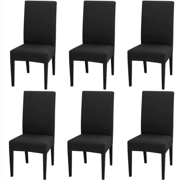 Set of 6 Universal Stretch Chair Covers - Modern - Black