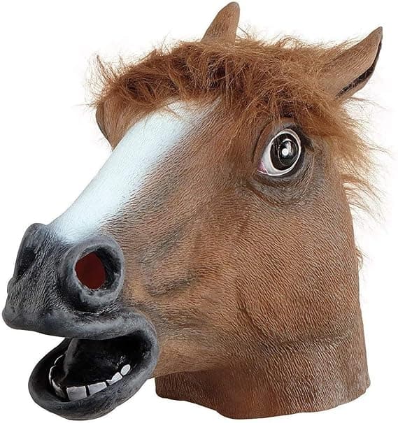 Halloweenmask, Cos Latex Häst Huvudmasker, Brun Djurfest C