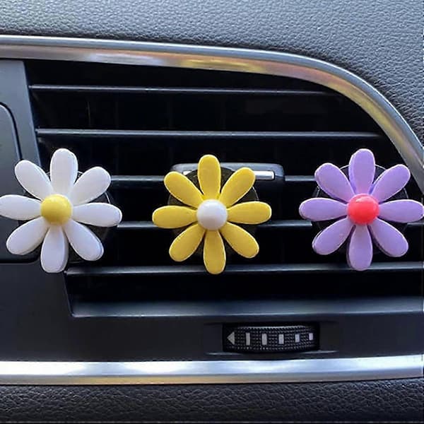 4 stk. Bil Charm Smukke Tusindfryd Blomster Bil Luftventil Clips Bil Luftfrisker Søde Automotive Interiør Trim Dekorationer Tilbehør