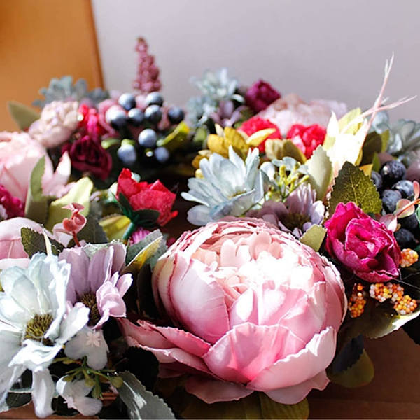 Dörrkrans, Konstgjorda Blommor Pionkrans - Fyra Säsonger Fram