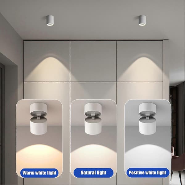 Moderne Justerbar Vinkel LED Downlight Overflatemontert Spotlight Super Sterk Flimmerfri Hullfri Sylindrisk Lampe B