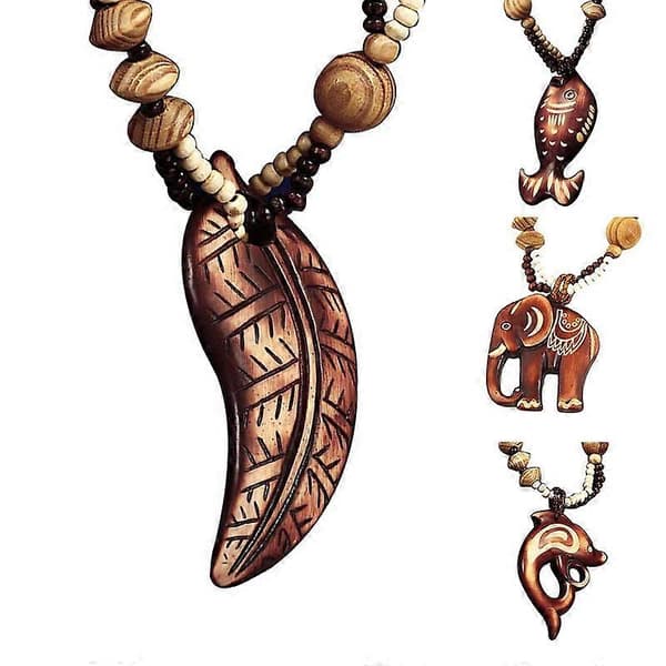 Boho Dame Elefant Delfin Fisk Dyr Blad Anheng Perlet Tre Langt Halskjede 3