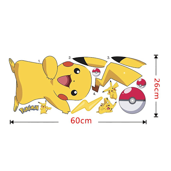 ##/Väggdekaler för stora Pikachu, peel and stick, för barn, tecknade väggdekaler##/