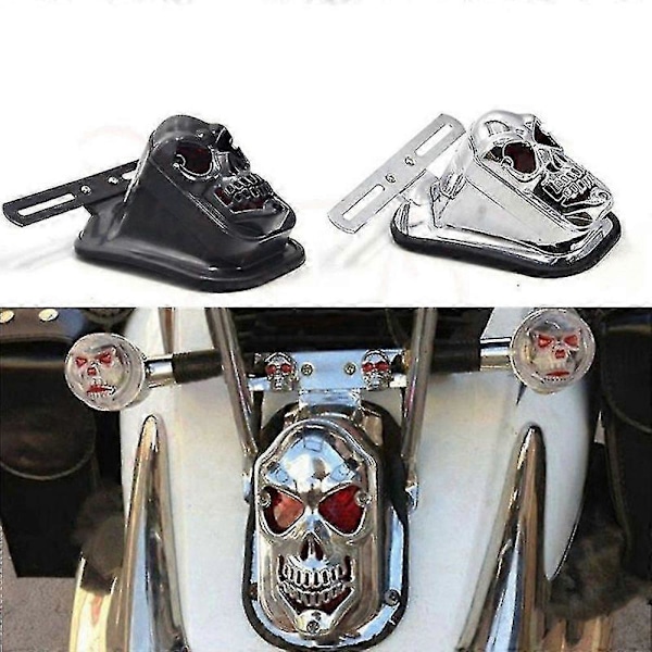 Motorcykel Bromsljus Bakljus Dödskalleljus Varningssignal Ljus för Prince Svart