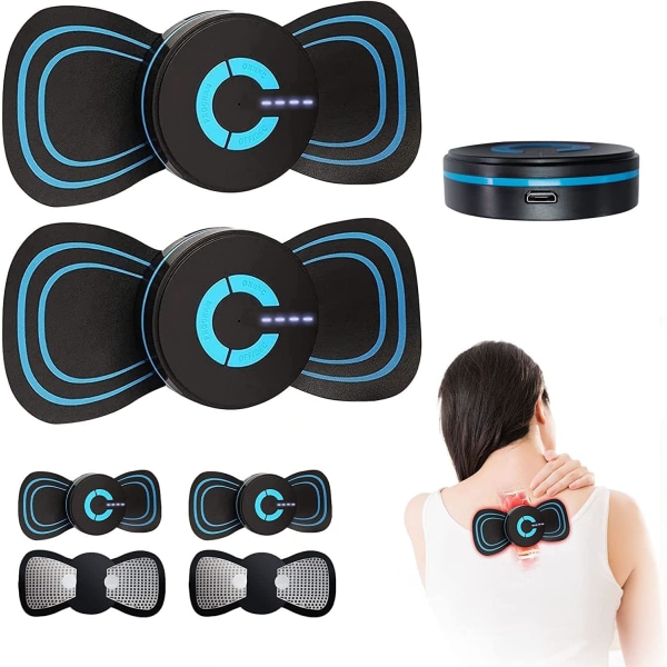2 stk. Mini Massager, Nakkemassager, 6 Metoder Trådløs Elektrisk
