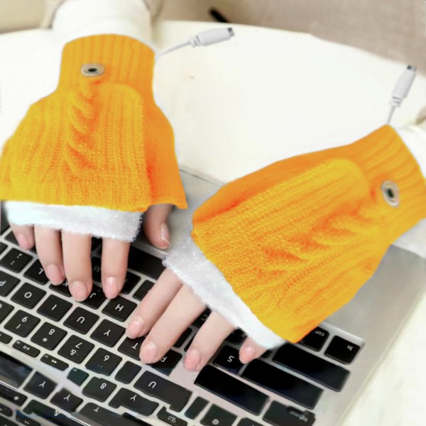 ##/Keltaiset USB-lämmittimelliset hanskat Lämpimät hanskat##/