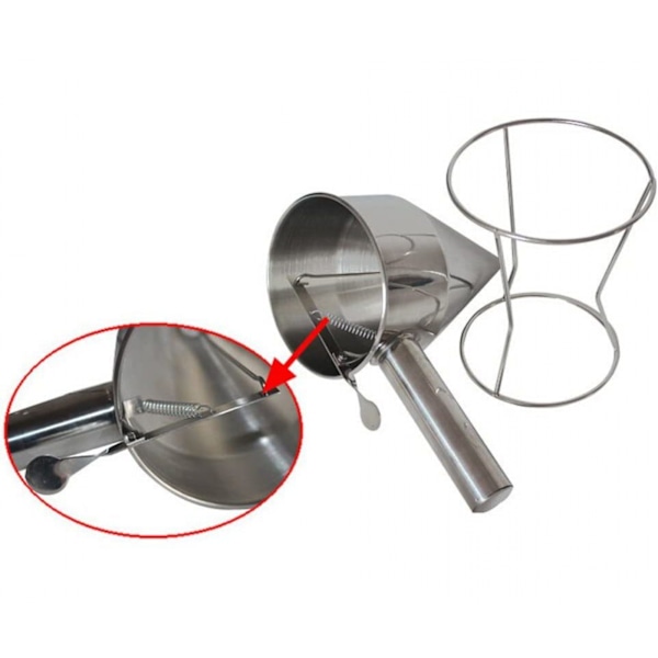 Kakedispenser for cake pops, deigdispenser for pannekaker, trakt i rustfritt stål med hylle